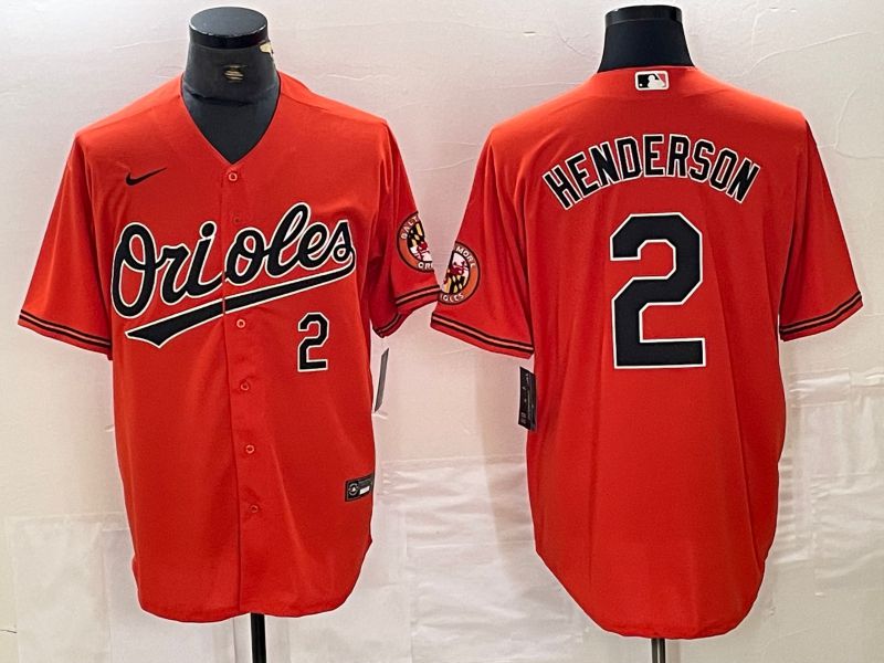 Men Baltimore Orioles #2 Henderson Red Nike Game MLB Jersey style 1->baltimore orioles->MLB Jersey